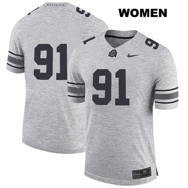 Ohio State Buckeyes Women's Drue Chrisman #91 Gray Authentic Nike No Name College NCAA Stitched Football Jersey UQ19P00OW